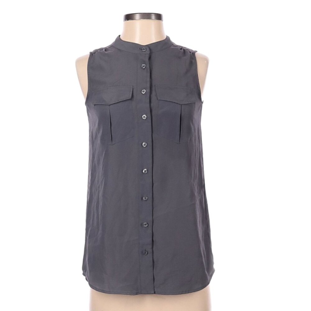 J. Crew Gray Sleeveless Button Down Blouse 00
